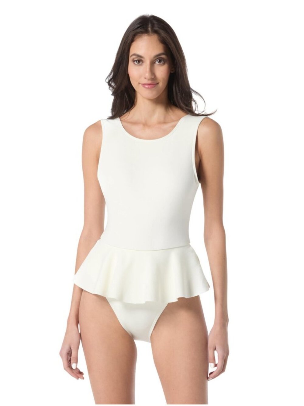 Vince Camuto Womens High Neck Skirted One Piece Swimsuit Ivory Off White 8 - Picture 6 of 7
